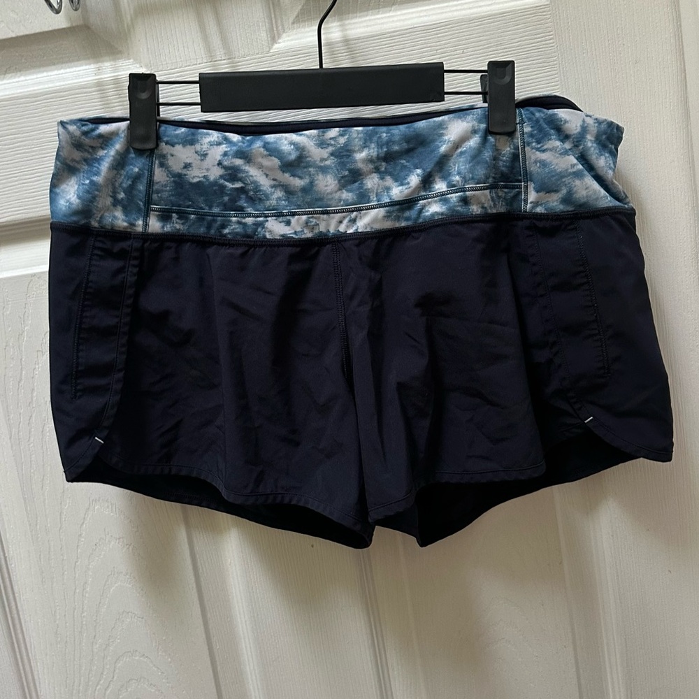 lululemon Speed Up running shorts Navy Blue Shorts Blue Tie-Dye 12